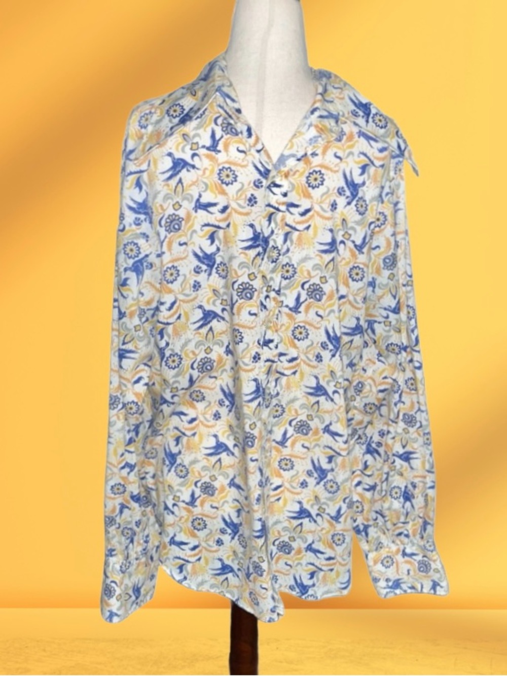 Expressions By Campus ~ Men’s Medium ~ Vintage ~ Blue/Orange/Blue Floral ~ Shirt